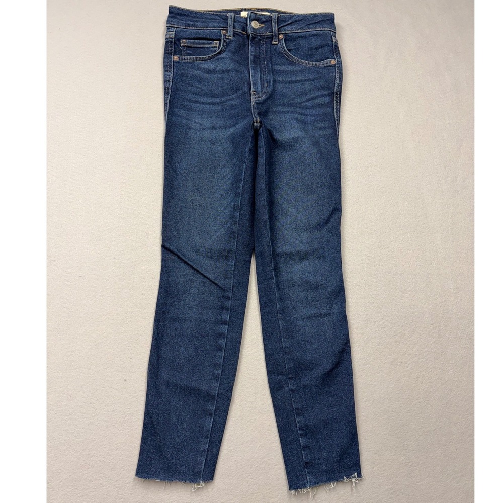 We The Free Jeans Women 27 Blue Skinny High Rise Raw Hem Stretch Denim